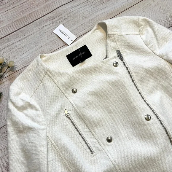 Banana Republic Tweed Asymmetrical Zip Blazer Moto Jacket - Picture 3 of 15